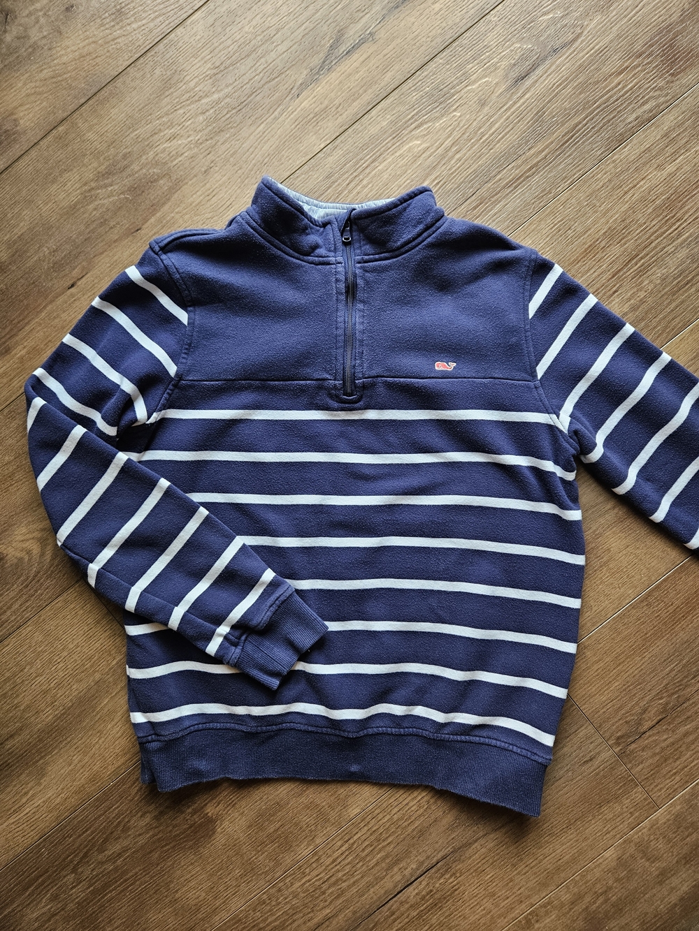 Boys Sz L (12-14) Vineyard Vines for Target Navy Quarter-Zip Stripe Pull Over